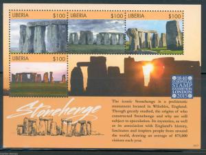 LIBERIA 2015 STONEHENGE SHEET IN CONJUNCTION WITH LONDON 2015 MINT NH