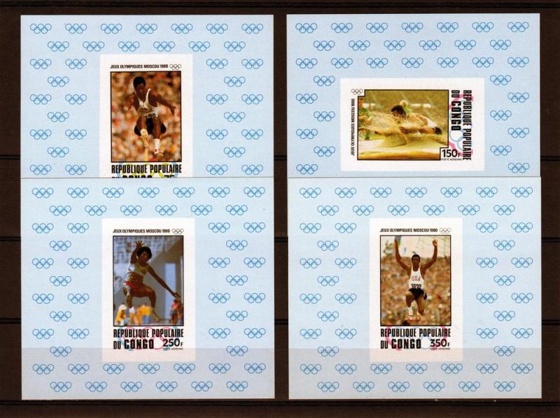 Congo 1980 Moscow Olympic Games 4 Deluxe SS Imp.Sc#C271/C274
