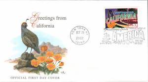 #3700 Greetings From California Fleetwood FDC