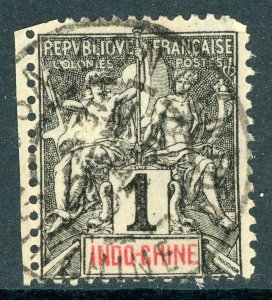 Indochina 1892 French Colony 1¢ Black Peace & Commerce Scott #3 VFU K253 ⭐⭐⭐⭐