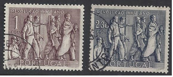 Portugal #737-8 used set, 25th anniv. of national revolution, issued 1951