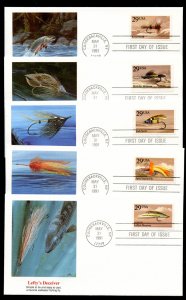 US 2545-2549 Fishing Flies set 5 UA Fleetwood cachet FDC