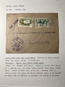 1943 French West Africa Airmail Cover Dakar Senegal to Freetown Sierra Leone