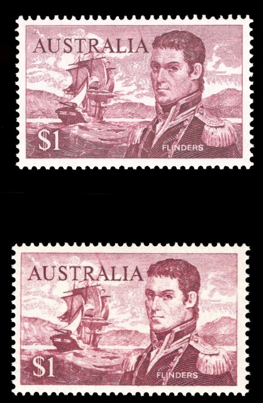 MOMEN: AUSTRALIA SG #401, 401c (P15*14) 1966-73 MINT OG NH £86 LOT #65420