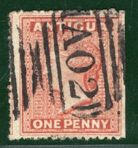 ANTIGUA QV Classic Stamp SG.7 1d Vermilion (1867) Used A02 Cat £30+ BLUE104 