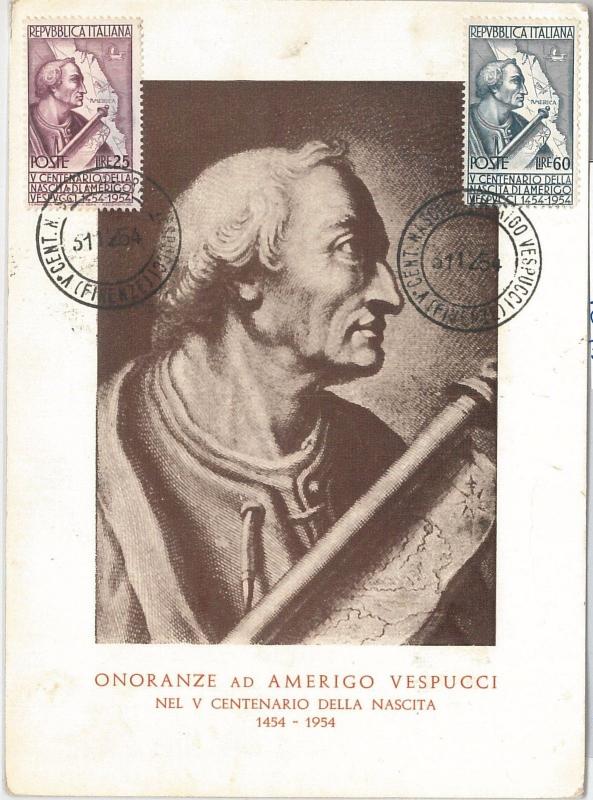 56824 -   ITALY -  POSTAL HISTORY - MAXIMUM CARD: 1954   Amerigo Vespucci