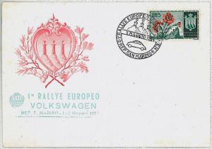 25273 SAN MARINO: special envelope 1ST RALLEY EUROPEA VOLKSWAGEN 1955-