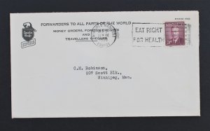 Canada #286 on Commercial Corner Cover with Eat Right for Health Slogan Cancel