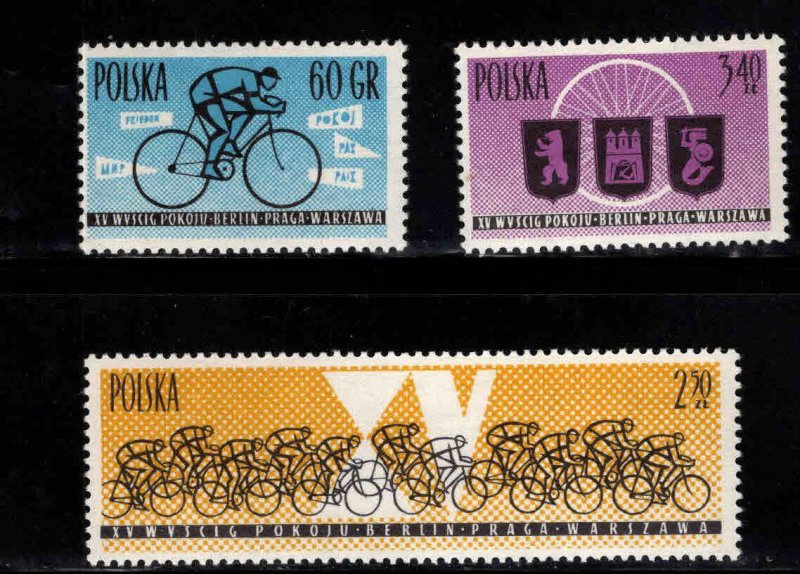 Poland Scott  1053-1055 MH* Peace bicycle race set