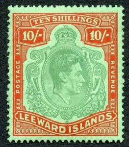 Leeward Is SG113 10/- Bluish Green and Deep red/green M/M Cat 200 pounds