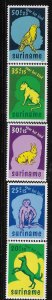 Surinam 1977 Child Welfare Pets Dog Cat Rabbit Sc B241-B245 MNH A1700