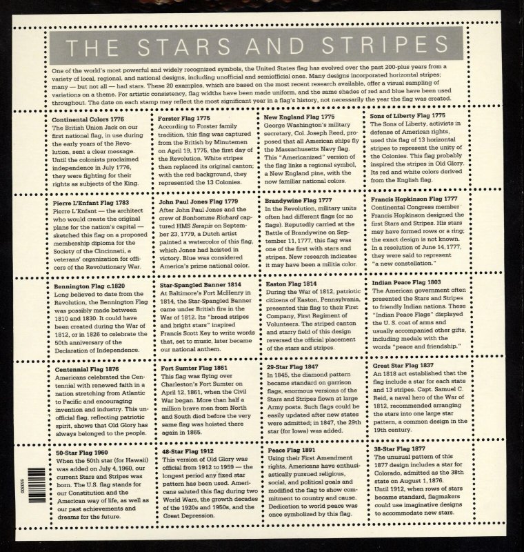 SCOTT 3403 2000 33 CENT STARS & STRIPES ISSUE MNH SHEET VF CAT $15!