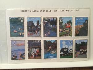 Japan Used 10 stamps Hometowns-scenes in my heart, 1st issue, May 2nd 2008