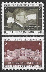 AUSTRIA 1970 25th Anniversary of SECOND REPUBLIC Set Sc 860-861 MNH