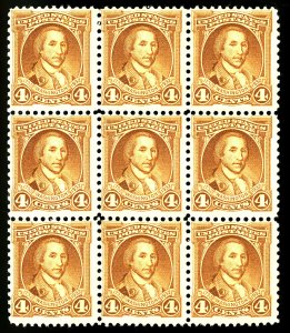 U.S. #709 MINT BLOCK OF 9 OG NH