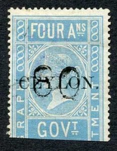 Ceylon Telegraph SGT2 4a India opt Ceylon with a Date cancel Cat 48