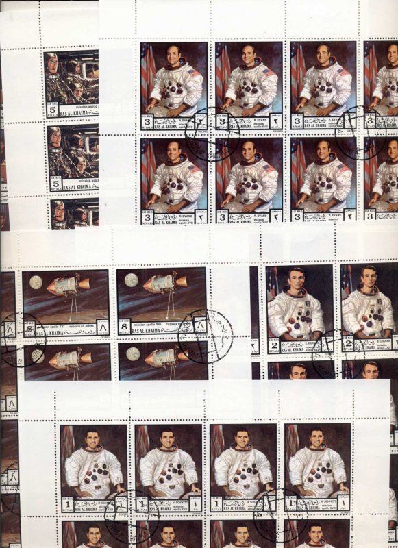 Ras Al Khaima 1972 Mi#840-845 Apollo 17 6x sheets CTO