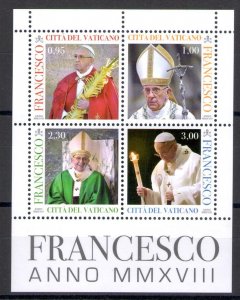 2018 Vatican Souvenir sheet Pope Francis Year MMXVIII, mint and perfect - MNH **