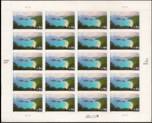 Trunk Bay Virgin Islands Sheet of Twenty 94 Cent Airmail Stamps Scott C145