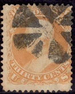 US Stamp #71 30c Franklin USED SCV $210