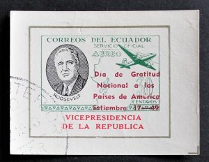 ECUADOR 1949 ROOSEVELT OFFICIAL Bts O.XIII USED OVERPRINTED