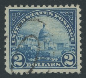 USA 572 - 2 Dollar Capitol Building - VF Used light cancel, cool offset on back