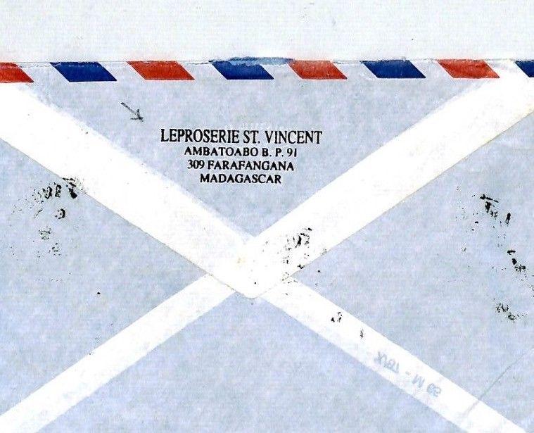 MADAGASCAR Cover LEPROSERIE Missionary Air Mail MIVA 1994 CM36