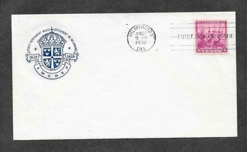 U S 836 FDC First Settlement in Delaware!
