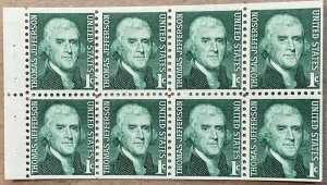 US #1278a MNH Dull Gum Booklet Pane of 8 w/Selvage T Jefferson SCV $1.75 L42