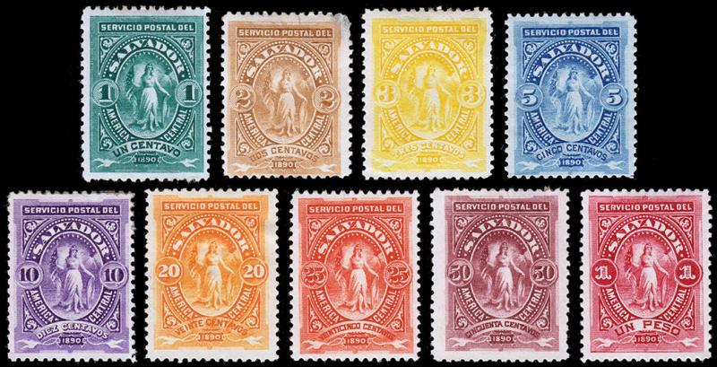 El Salvador Scott 38-46 (1890) Mint H F-VF Complete Set (2)