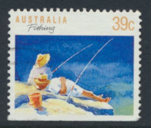 Australia  Sc# 1109 Used bottom imperf  Fishing  see details & scan          ...