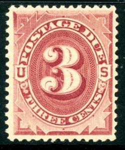 USA 1884 Postage Due 3¢ Red Brown Scott #J17 MNH H870  ⭐⭐⭐⭐