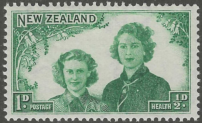 New Zealand, stamp, Scott#b24, mint, never, hinged, 1d, green, Queen
