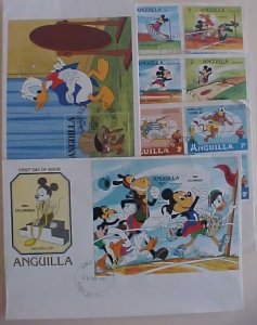 ST.KITTS ANGUILLA DISNEY 1981/1984 5 DIFF 2 ARE SHEETLETS