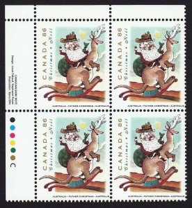 Christmas * Santa AUSTRALIA * Canada 1993 #1501 MNH UL Block of 4 CV$10