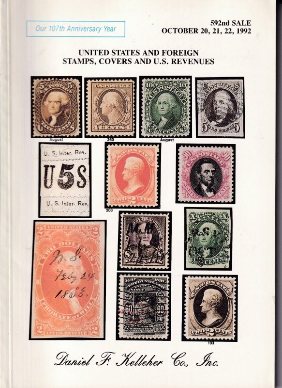 US Revenues Kelleher Auction 592, 1992, Including Joyce M&M Proofs, Essays, E...