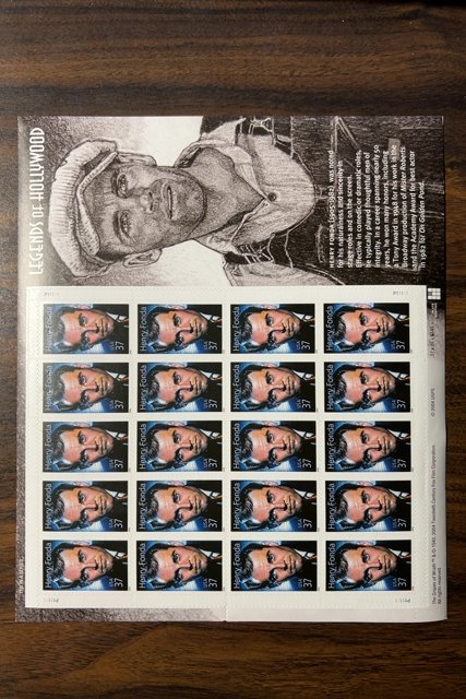 Scott 3911 37c Henry Fonda Mint Sheet of 20 Hinged Cat $22