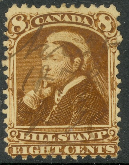 CANADA 1868 QV 8c Brown BILL STAMP REVENUE VDM. FB45 Used