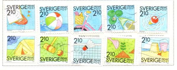 Sweden Sc  1739-48 1989 Summer stamp set used