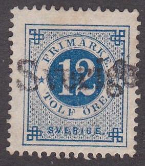 Sweden # 32, Numeral in Circle, Used, Perf 13, 1/3 Cat.