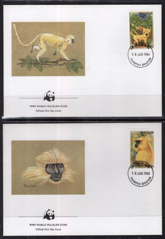 Bhutan 413-416 Monkeys Set of Four U/A FDC