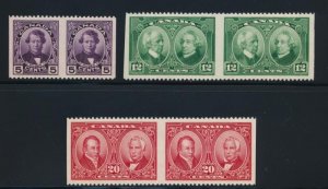 CANADA 146b-148b MINT NH VF IMPERF BETWEEN SET OF 3, HISTORICAL ISSUE