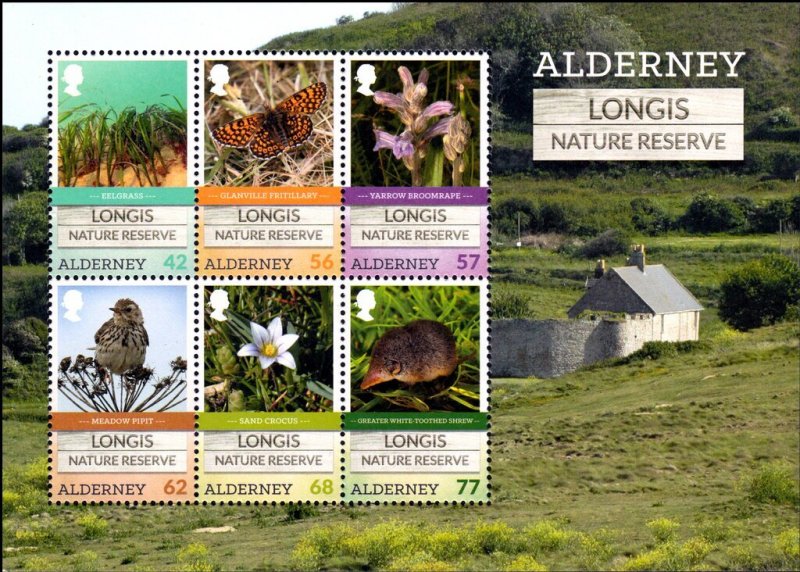 Alderney 2016 MNH Stamps Souvenir Sheet Scott 545a Animals Flowers Butterflies