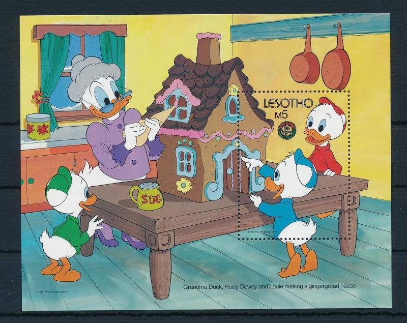 [22302] Lesotho 1986 Disney Characters making gingerbread house MNH