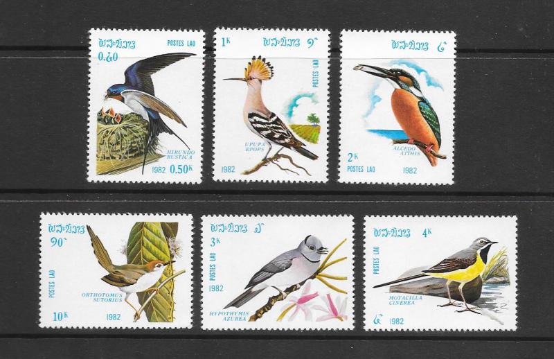 BIRDS - LAOS #373-78  MNH