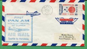 Air Mail Cover - 1959 First Pan Am Jet Clipper Seattle to Honolulu - S8237