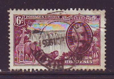 Southern Rhodesia Sc 36 1935 6d G V Silver Jubilee stamp used