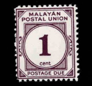 Federation of Malaya Scott J28 MH* Postage Due stamp, p12 wmk 314 Plum