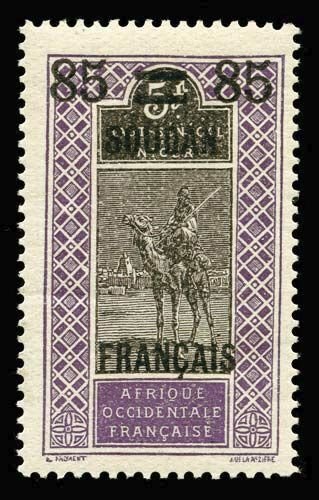 FRENCH SUDAN Scott #54 1925 camel and rider, unused, NH, repair