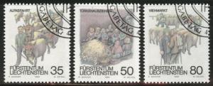 LIECHTENSTEIN Scott 915-917 Used CTO 1989 stamp set CV$1.95